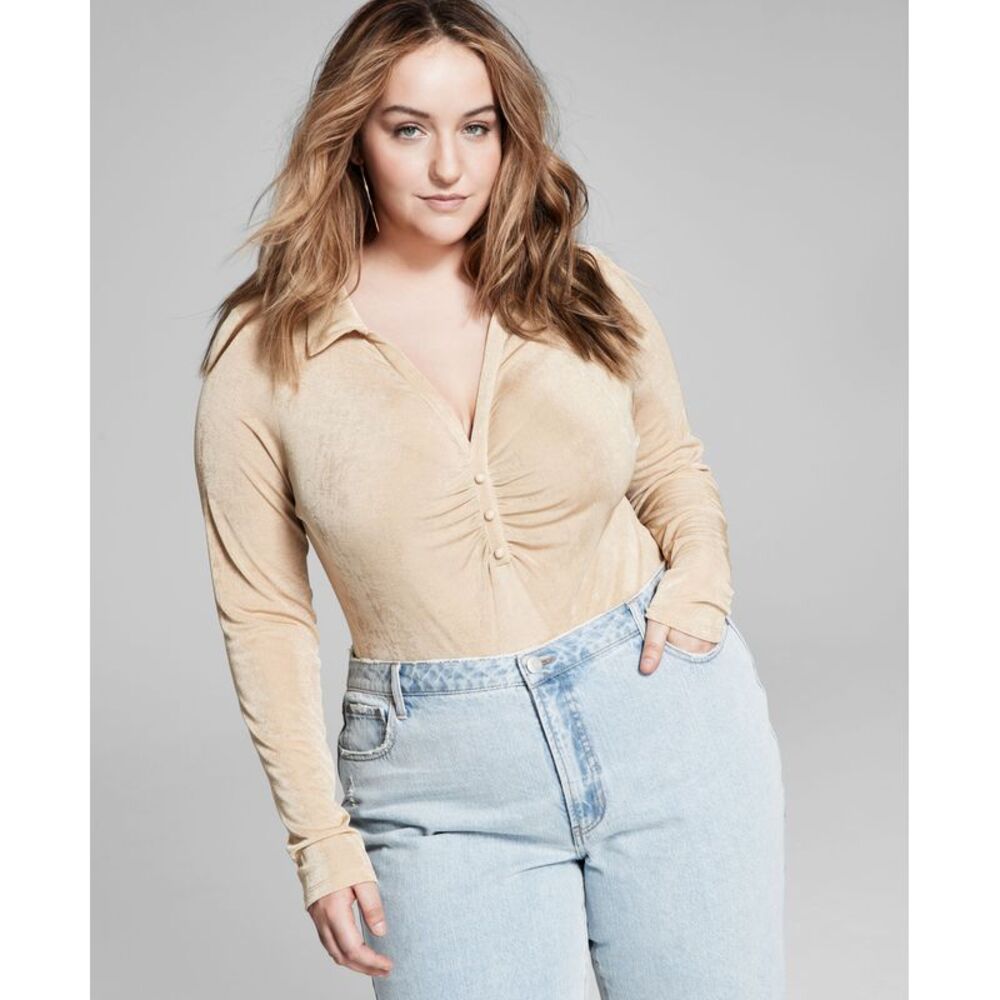 And Now This Now This Trendy Plus Size Polo Bodysuit